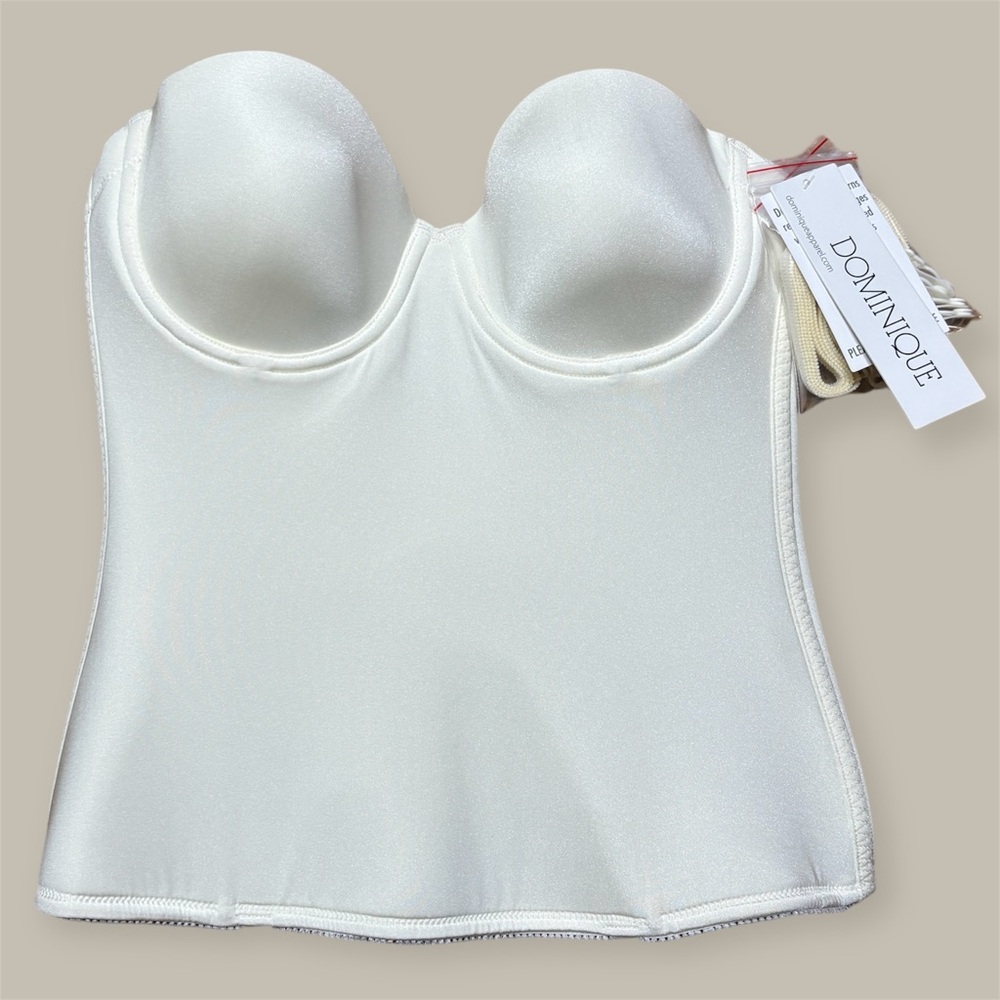 Dominique Paige Seamless Padded Longline Convertible Strap Bustier NWT Bone 34B